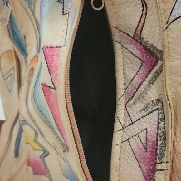 Vintage SAM SAM Tan Hand Painted Southwestern Vibe Genuine Leather Bag - Picture 10 of 14